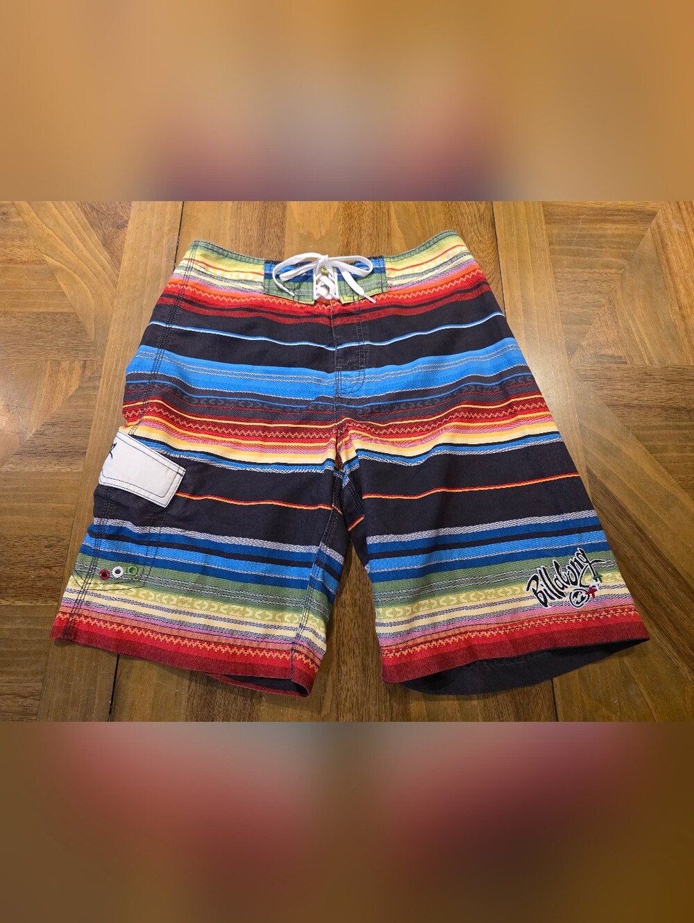 Hecho de Billabong Board Shorts Sz 32 Multicolored Stripe Swim Trucks Casual